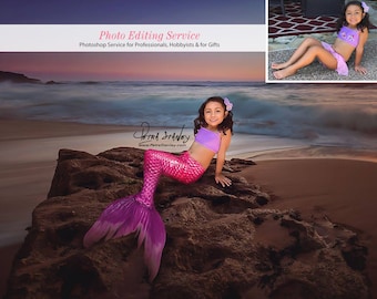 Personalized Mermaid Portrait, Mermaid Photo Gift, Mermaid Birthday, Mermaid Party, Mermaid Invitation, Little Mermaid, Mermaid Printable