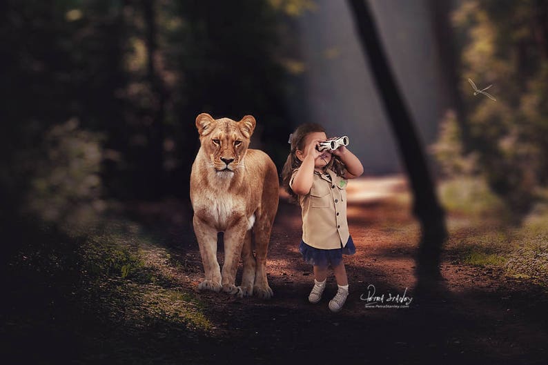 Lion Digital Photo Backdrop Nature Photo Backdrop Safari Backdrop Fine Art Backdrop Animal Background Woodlands Digital Background