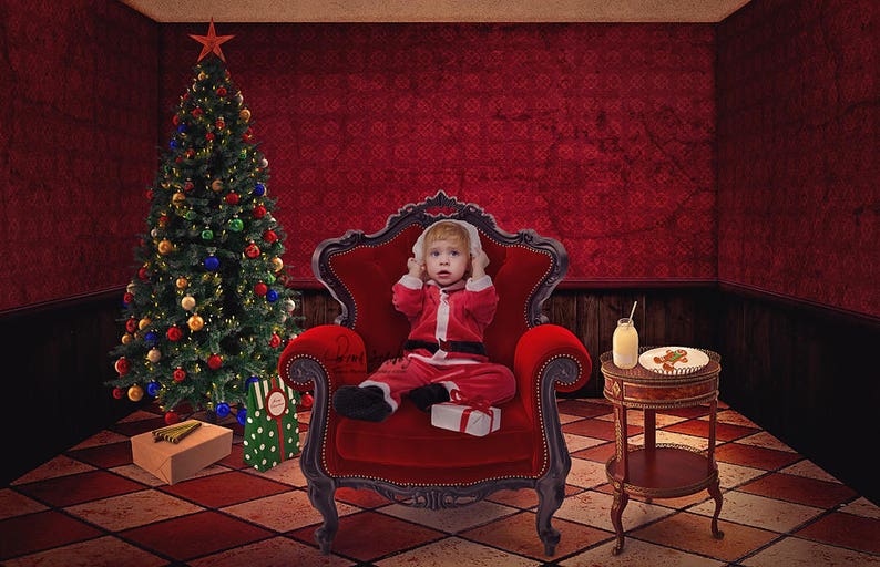 Christmas Digital Background Santa Chair Background - Etsy