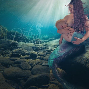 Breastfeeding Underwater Mermaid Portrait, Personalized Mermaid, Photo Editing Service, Nursing Mermaid, Custom Edit, Mermaid, Commission