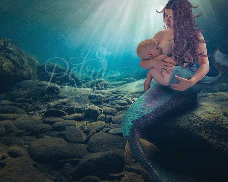 Breastfeeding Underwater Mermaid Portrait Personalized | Etsy