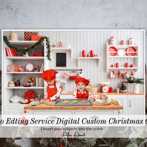 Digital Delivery, Christmas Kitchen Baking Digital Photo Card, Christmas Photo Edit, Photoshop Editing Services