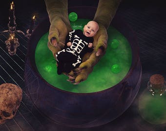 Newborn Digital Backdrop - Halloween Digital Background - Wicked Witch's Brew - Instant Download - Newborn Photography - Newborn Photo Prop