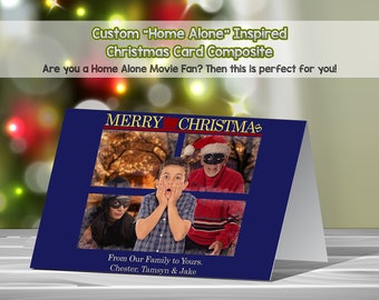 Digital Delivery, Home Alone Christmas Card, Funny Christmas Photo Card, Christmas Photo Edit, Photoshop Editing