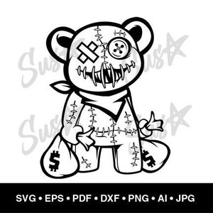 Voodoo Teddy Bear Streetwear Clipart, Svg for cricut, Printable & Instant Download