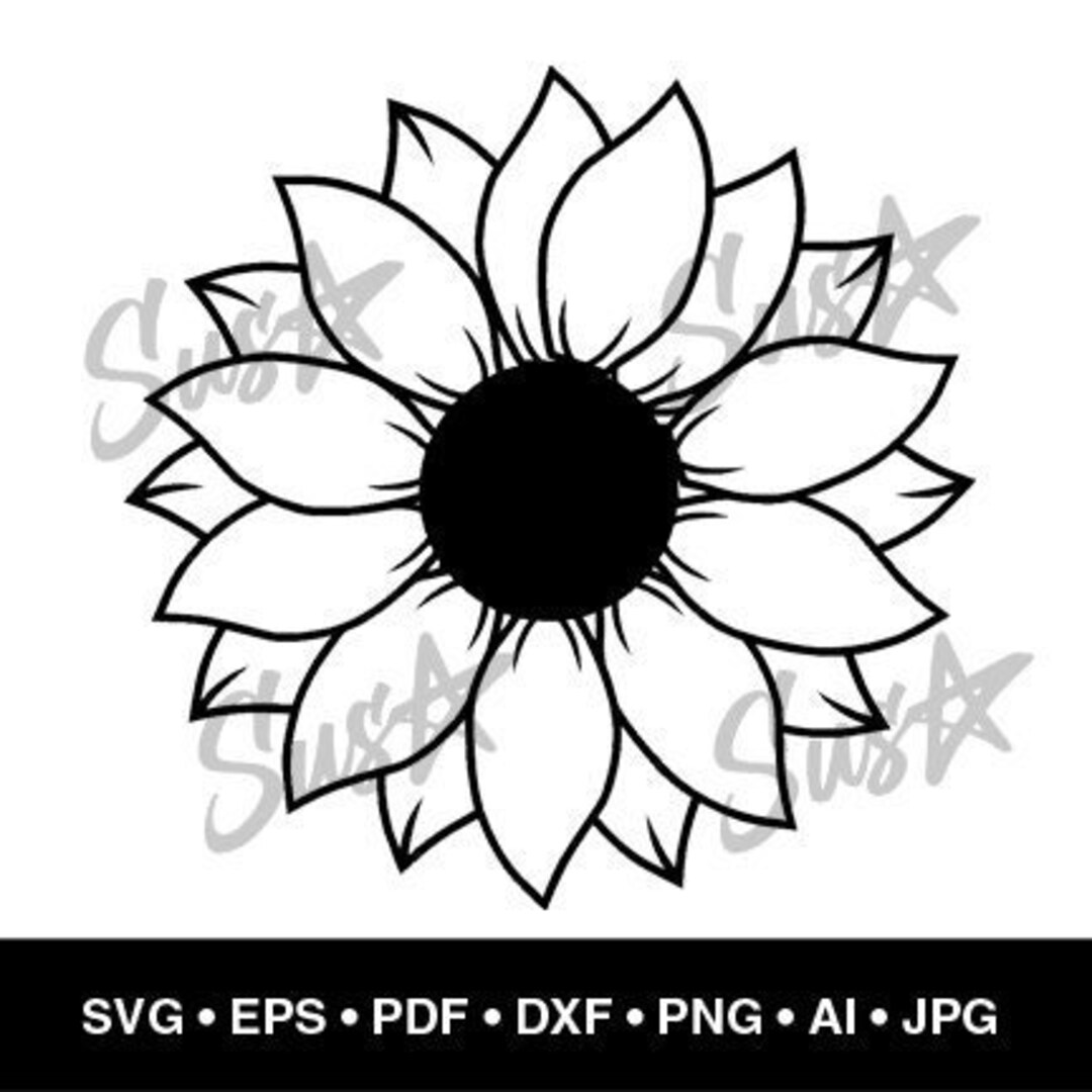 Sunflower Sun Flower Cute Cut File Floral Clipart, Svg for Cricut ...
