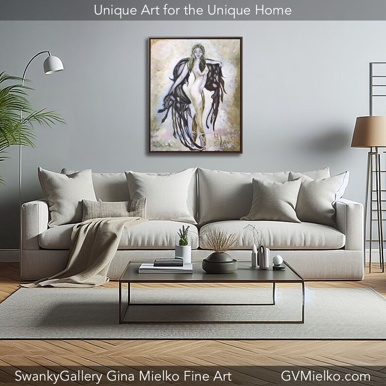 Framed Original Erotic Nude Dark Angel Ballet Dancer Spiritual Ethereal