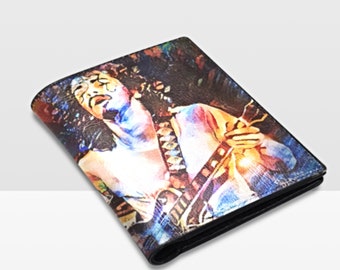 Colorful Latin Rock Music Guitarist Bifold Ltd. Edition Art Mens Wallet Unisex ID holder