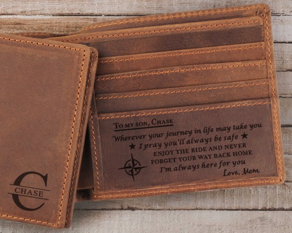 Engraved Wallet Card to My Son Christmas Gift Birthday Graduation Gifts from Mom Mother Son from Mom Gifts