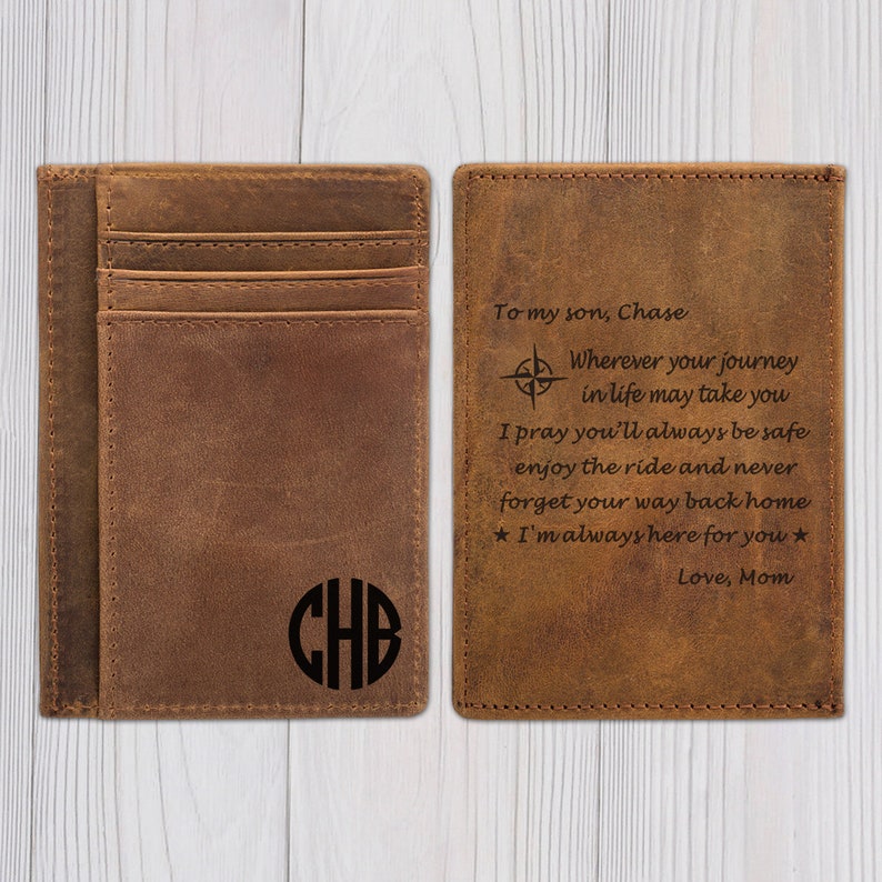 Engraved Wallet For Son Man Wallet Leather Wallet For Son Gift For Son W17