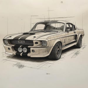 1965 Ford Mustang Square Print - Classic Car Art for Vintage Enthusiasts | High-Quality Poster