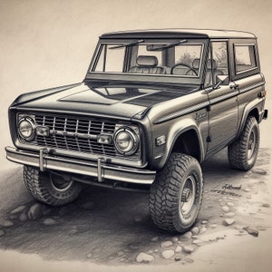 1970 Ford Bronco Print: High-Quality Artwork for Classic Car Enthusiasts, Gift for Him