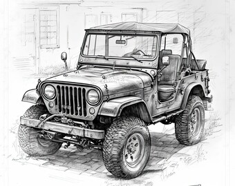 Jeep CJ5 Print: High-Quality Artwork for Classic Car Enthusiasts