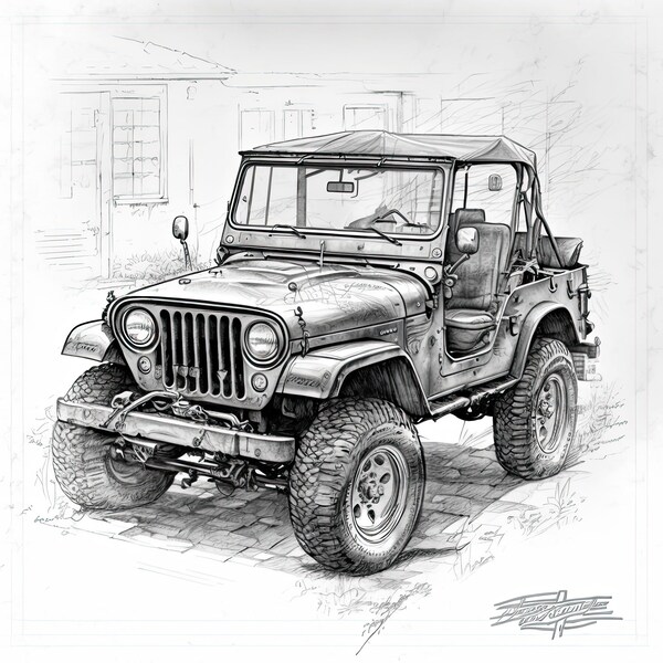 Jeep CJ5 Print: High-Quality Artwork for Classic Car Enthusiasts