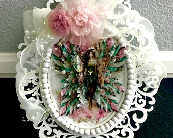 3-d Fairy Butterfly, Oval Filigree Wall Hanging