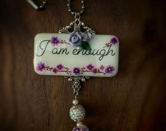 I am Enough, Domino Purse Charm. Purple