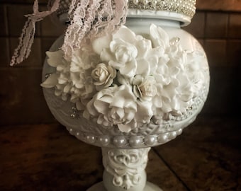 Shabby chic floral candle jar