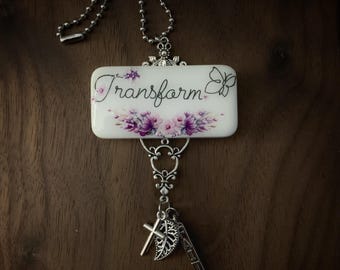 Transform Domino Purse Charm or mirror hanger. Purple