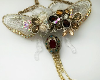 Rhinestone and Resin Bumblebee Heirloom Ornament with double wings