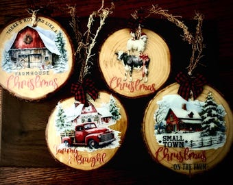 On the Farm Christmas Ornament set. Set of four