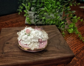 Pink and White square, double  Compact Mirror
