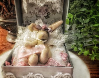 Sweet Bunny in a Bed Box