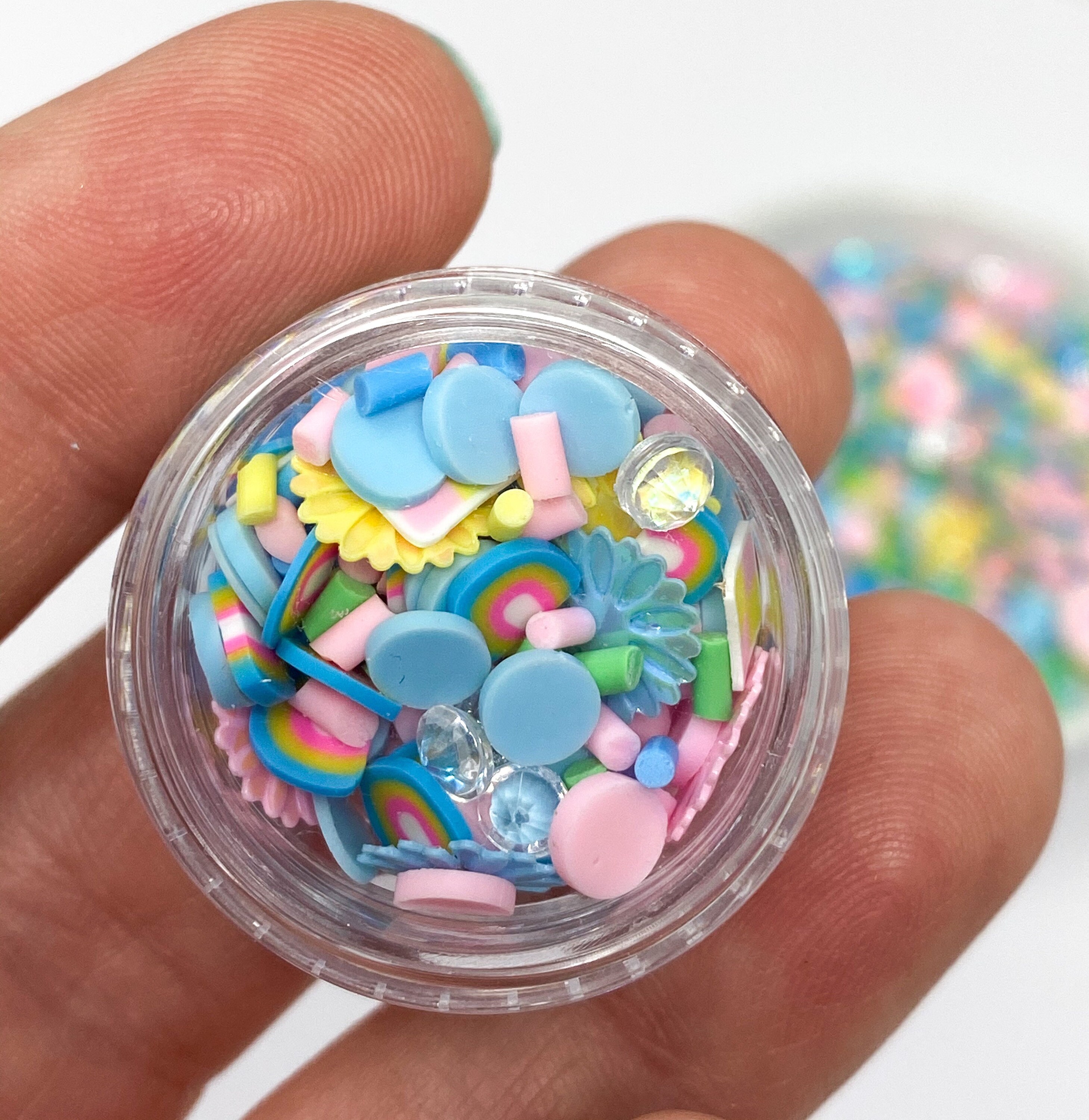 Rainbow spring mix Polymer clay slices gems sprinkles Etsy