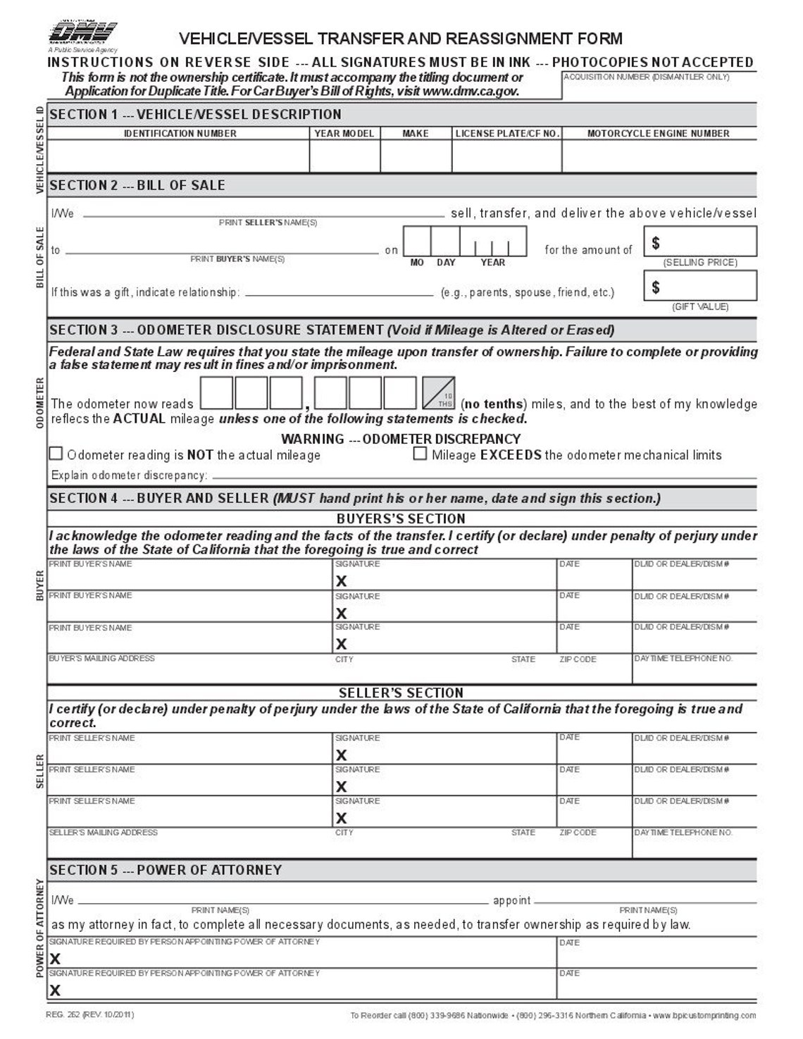 California DMV Form REG 262 Etsy