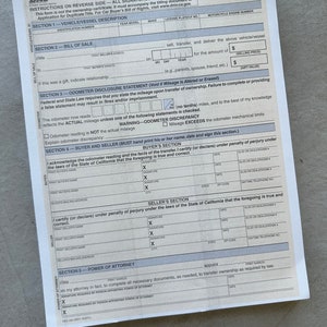 California DMV Form REG 262 Vehicle Vessel Transfer and Reassignment Form Carbon Copy Version image 1