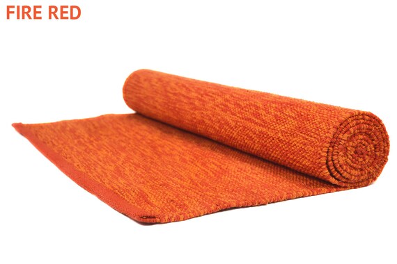 Red Cotton Yoga Mat Eco Friendly Handwoven Meditation Mat Etsy