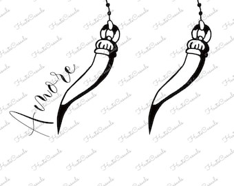 Italian Horn Cornicello Amore (svg, dxf, png, jpg, pdf) (Digital Download)