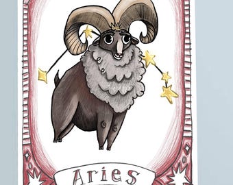 Astrology birthday greeting cards for Aries zodiac sign