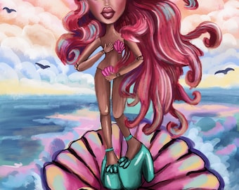 Birth of Venus bratz doll inspired painting print