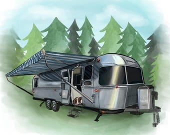 Personalized camper print with pet