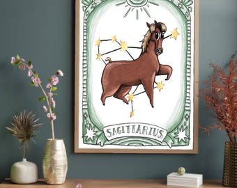 Zodiac series Sagittarius Astrology digital illustration print