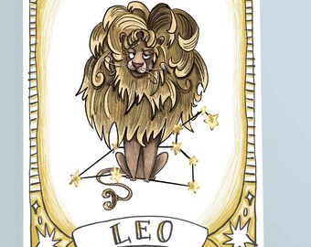 Astrology birthday greeting cards for Leo zodiac sign