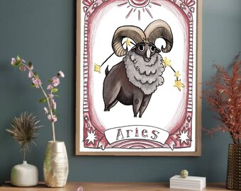 Zodiac series Aries Astrology digital illustration print