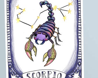 Astrology birthday greeting cards for Scorpio zodiac sign