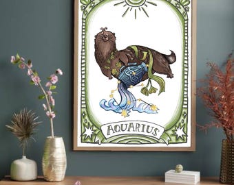 Zodiac series Aquarius Astrology digital illustration print