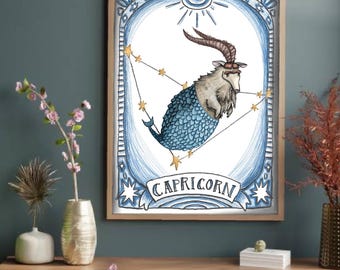 Zodiac series Capricorn Astrology digital illustration print