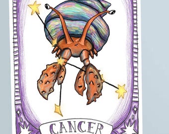 Astrology birthday greeting cards for Cancer zodiac sign