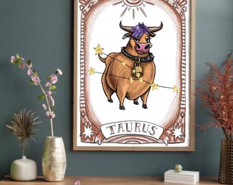 Zodiac series Taurus Astrology digital illustration print