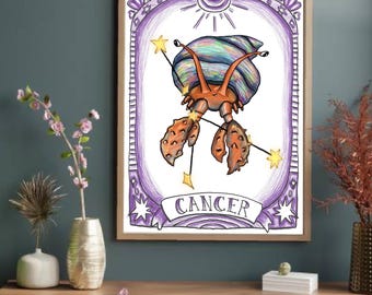 Zodiac series Cancer Astrology digital illustration print