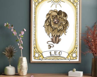 Zodiac series Leo Astrology digital illustration print