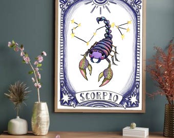 Zodiac series Scorpio Astrology digital illustration print