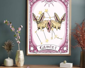 Zodiac series Gemini Astrology digital illustration print