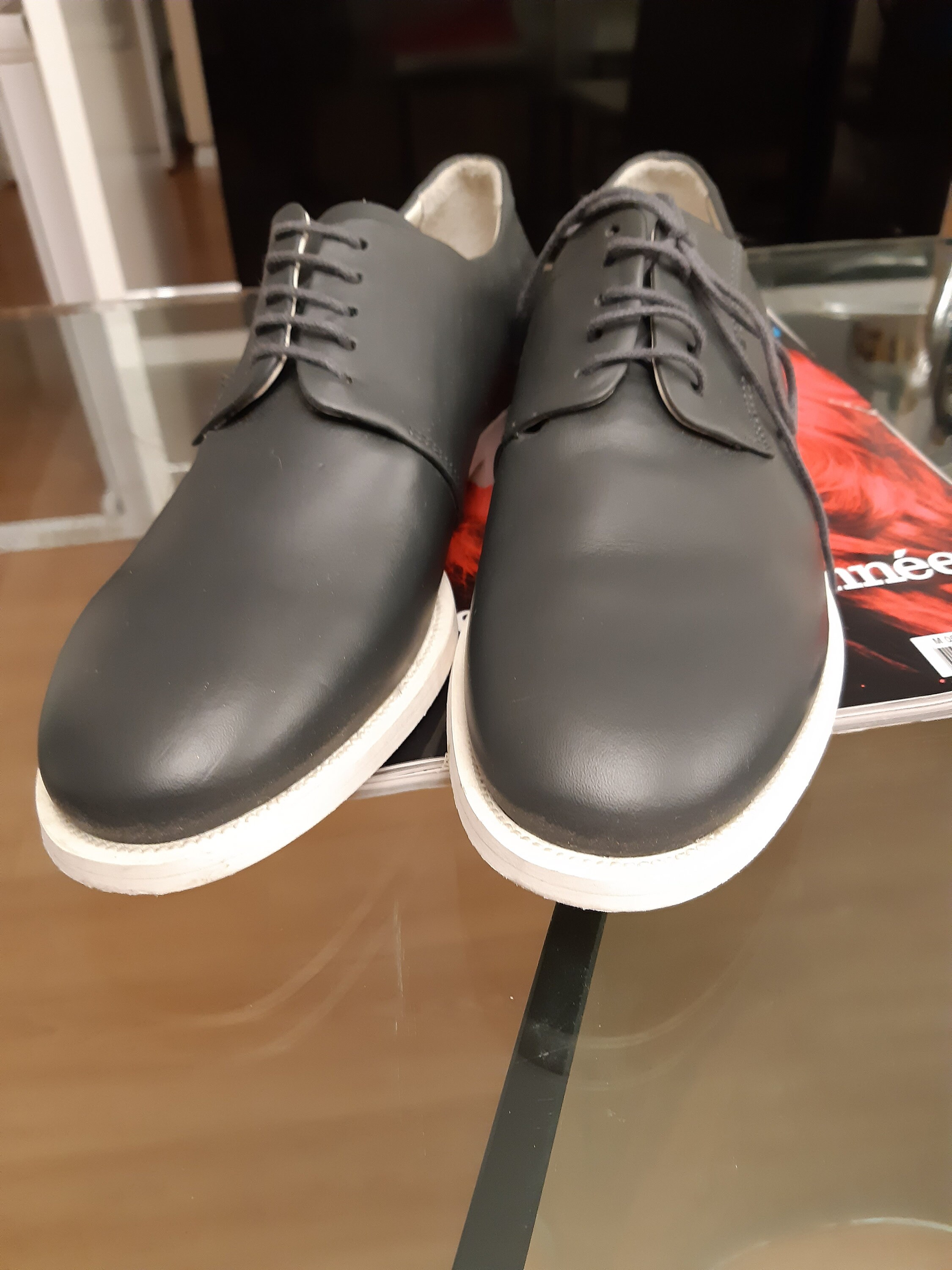 New COS Derbies, Size 40, in Dark Gray Leather With White  display picture 2