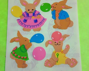 vintage 80's Sandylion birthday bunnies sticker module