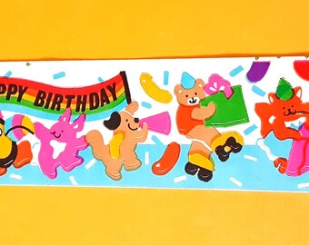 RARE! vintage 80s CARDesign toots birthday party sticker strip