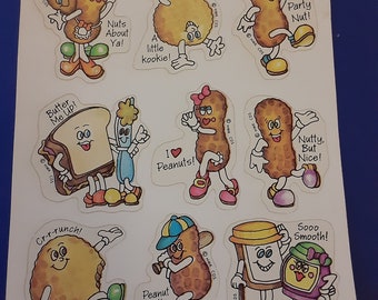 Feuille d'autocollants vintage des années 80 Hallmark Silly Scents au beurre de cacahuète à gratter et à renifler